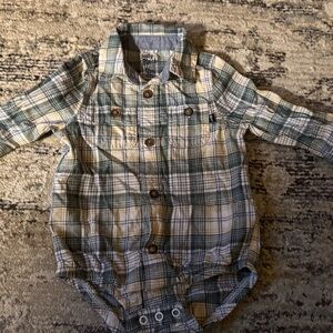 Baby B’gosh 12mo Baby Plaid Button-Down Shirt - Blue and Cream